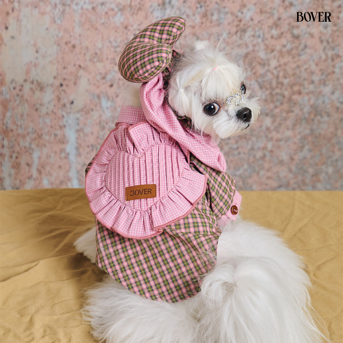 Heart & Bow Dog Snood pink love